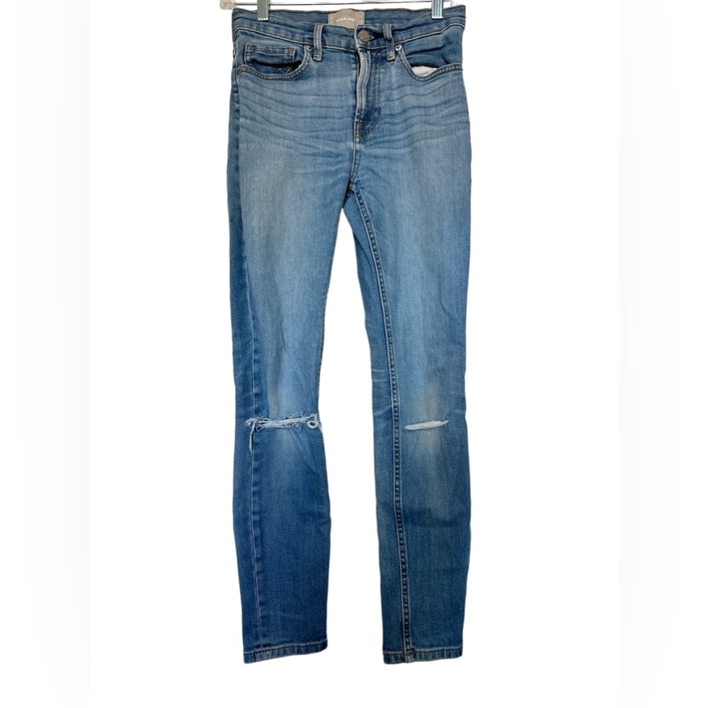 Everlane Distressed High Rise Skinny Light Wash Jeans, Size‎ 26